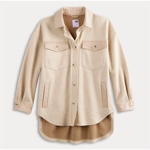 NEW SO Shirt Jacket Size Small Womens Juniors Oversized Shacket Tan Beige Brown
